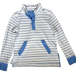 Women’s M Blue & White Striped Pullover Sweatshirt